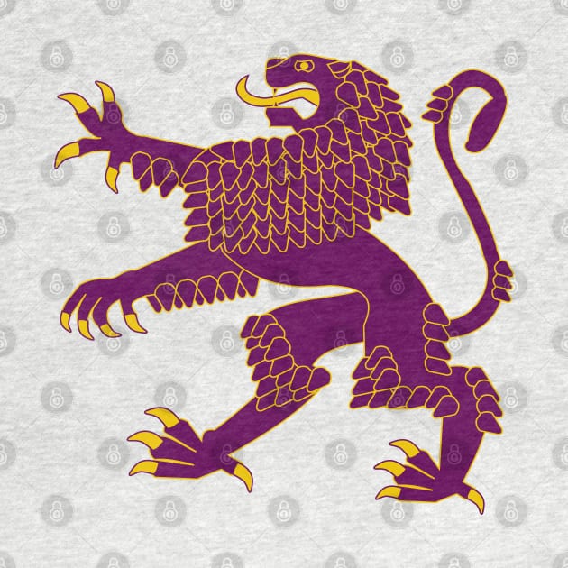 Heraldic Rampant Lion (Purple) by PabloDeChenez